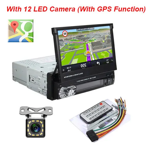 Camecho автомобильный стерео аудио Радио Bluetooth 1DIN " HD Авторадио сенсорный экран монитор DVD MP5 SD FM USB плеер камера заднего вида - Color: GPS With 12 LED
