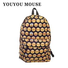 YOUYOU MAUS Lässige Mode Emoji 3D Printed Junge Mädchen Nylon Schultasche Unisex Smiley Rucksäcke Reisetasche Schultasche