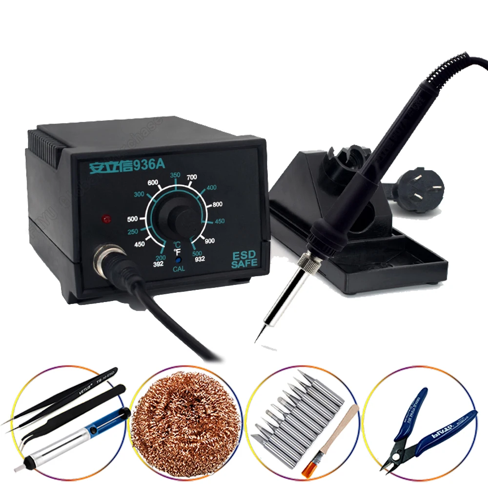 

FNYU 936A Electric Soldering Iron Thermostatic Welding Platform Temperature Adjustable Welding Tool Set Soldering Gun 60W