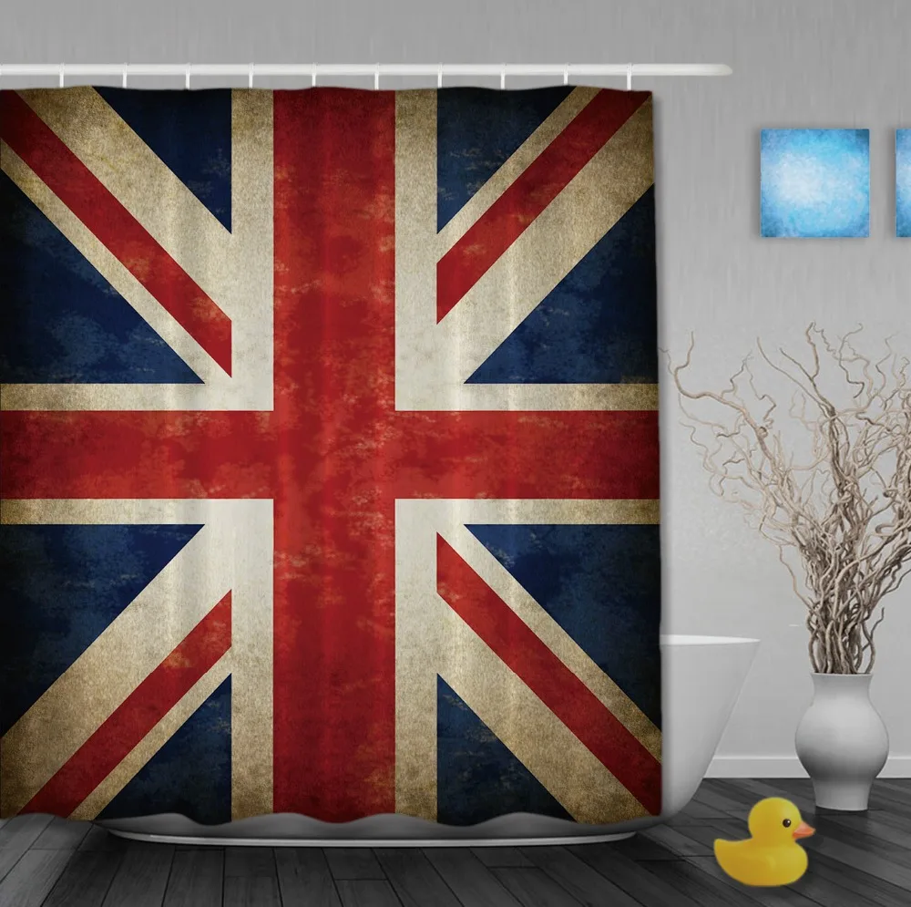 Union Jack Flag Classic Style Shower Curtains Waterproof Fabric High