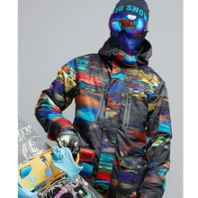 Мужская цветная лыжная куртка, Мужская лыжная одежда для велоспорта, сноубординга, катания на лыжах, водонепроницаемая, 10 K, ветрозащитная, дышащая