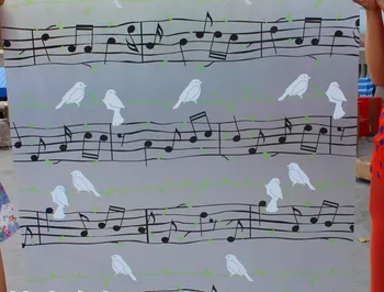 

Glass Window Film Frosted Privacy Home Decorative Self Adhesive Glasses Window Decals Width 60/75x200cm bird musical note