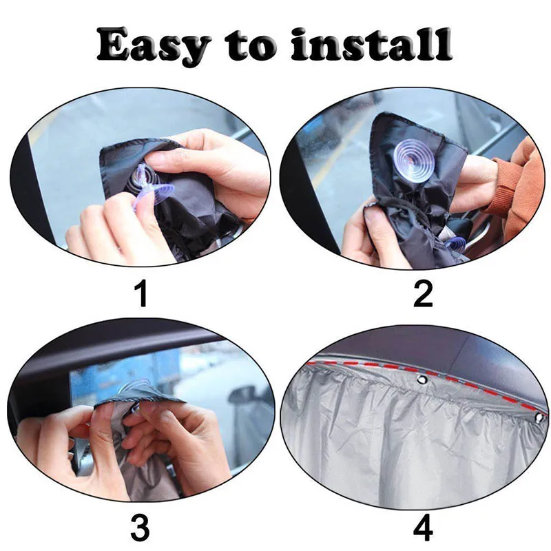 

Car Window Sunshade Curtain Mesh Cover UV Protection Shield Durable Suction Cup Type NR-shipping
