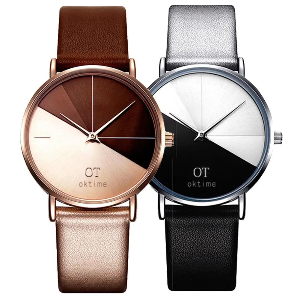 

Bluelans Fashion Women Dual Color Faux Leather Strap Round Dial Analog Quartz Wrist Watch