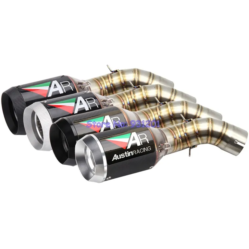 

Motocycle Escape Moto for Kawasaki Z900 / Z900 A2 Exhaust System Middle Pipe with AR Carbon Fiber Exhaust Muffler Pipe Leak