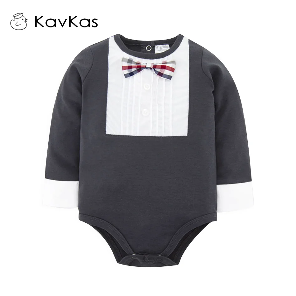 

2019 Kavkas Baby Bodysuits Bow-Knot Top Quality Baby Boy Clothes 100% Cotton Long Sleeve Underwear Infant Baby Jumpsuit 6-24M