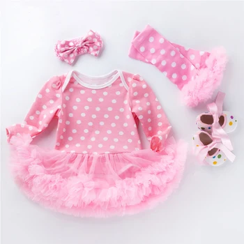 

Baby Clothes Jumpsuit Baby Polka-dot Long-Sleeved Dress 4 Set Of Holiday Children's Wear Children Clothing Girls Clothing Suit