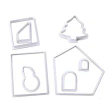 DIY Fondant Chocolate Cake Embossing Stencil Mold Biscuit Mold bake Tool 1set 3D House Scenario Cookie Cutters Biscuit Mold