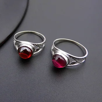 

S925 silver red corundum Garnet Ring