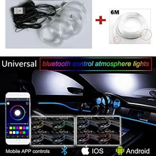 5 в 1 Автомобильный светодиодный светильник s RGB светильник светодиодный Автомобильный интерьер Неон со звуком активная функция для iPhone Android смартфон 12 в комплект