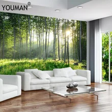 Пользовательские фото обои 3D зеленый лес природа пейзаж большие фрески гостиной диван спальня Современная Настенная живопись Домашний декор
