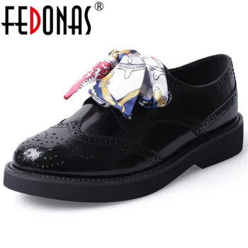 

FEDONAS Fashion New Women Basic Pumps Sexy Genuine Leather Ribbons Bowtie Spring Autumn Brogue Pumps Ladies Retro Shoes Woman