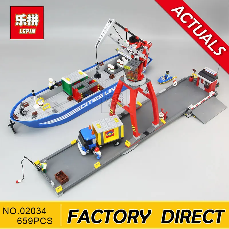 

Lepin 02034 695pcs City Series Super Cargo Port Terminal Building Block Compatible with 7994 Brick Toy Children DIY Educational