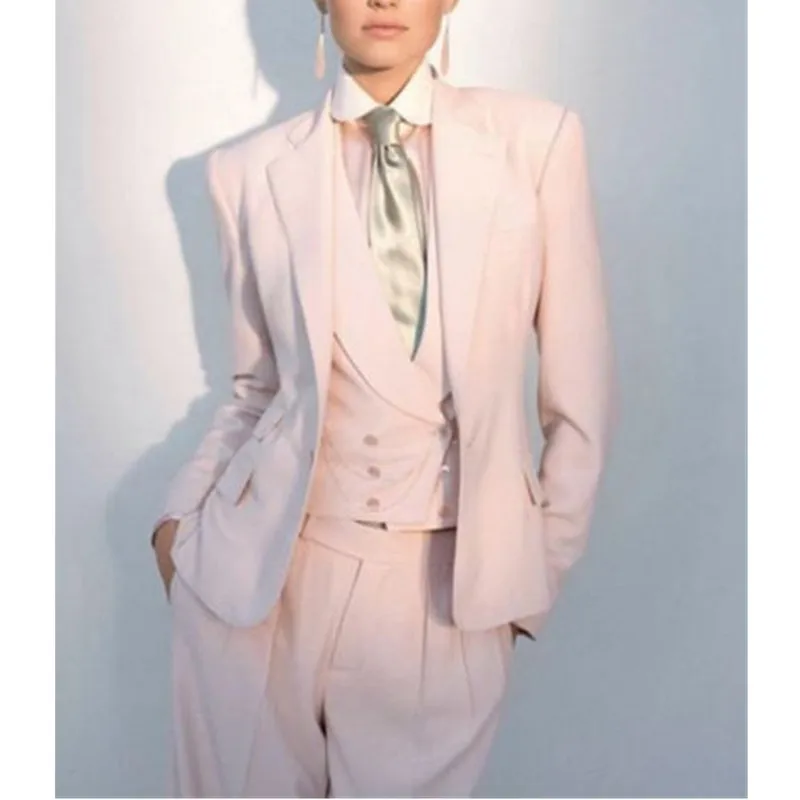 Новинка, женские розовые деловые костюмы из 3 предметов, женские вечерние костюмы на заказ, вечерние костюмы для выпускного, Garnitur Damski