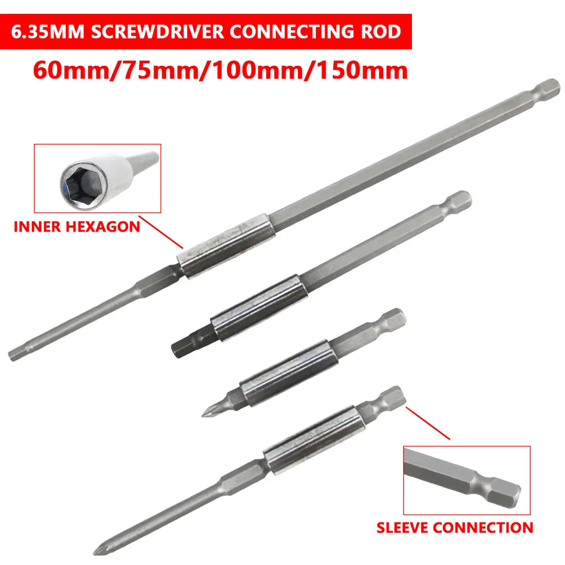1/4 Inch Hex Bit Tip Holder Screwdriver Bit Extension Bar screwdriver Lengthening Shank Nail