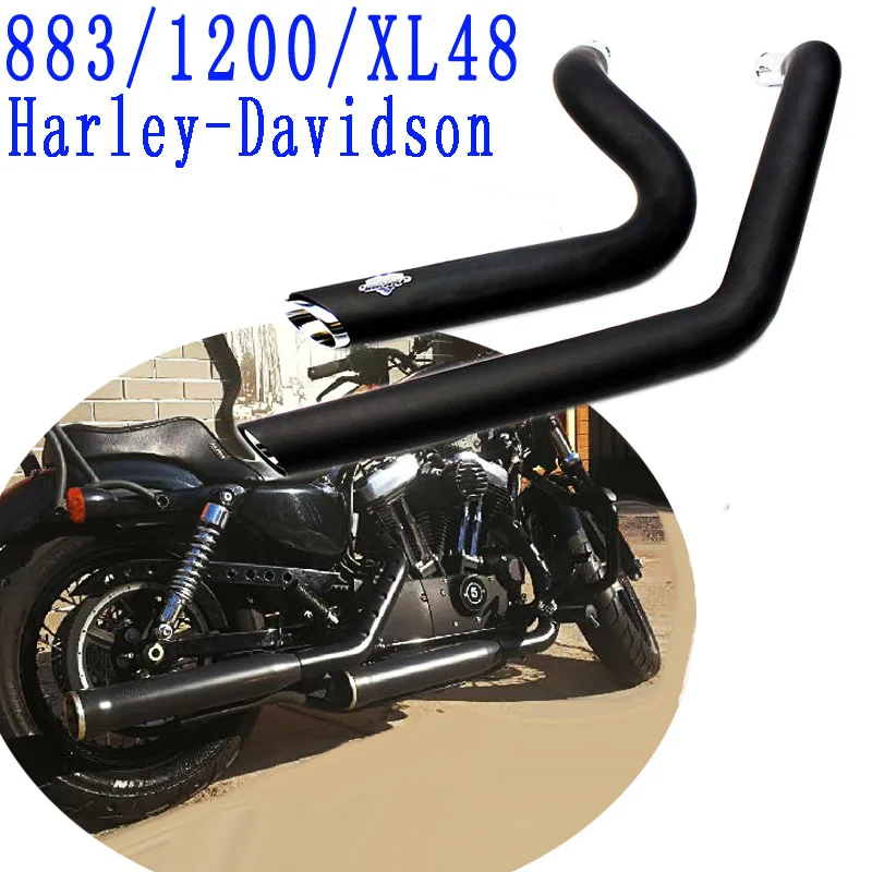 Модифицированный глушитель мотоцикла для Harley Davidson 883 XL48 1200 2005 07 08 09, 10, 11, 12, 13, 14, 15, 16, 17, 18, труба из черного металла