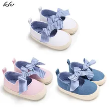 Baby Girls Princess Shoes Infant Toddler Crib Bebe Kids First Walkers Canvas Striped Big Bow Soft Soled Anti-Slip Shoes цена Baby Girls Princess Shoes Infant Toddler Crib Bebe Kids First Walkers Canvas Striped Big Bow Soft Soled Anti-Slip Shoes цены онлайн