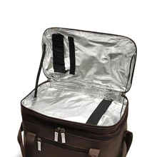 2016 Exclusif Personnalisé Grand Volume Brun Thermique Refroidisseur Sac 2-couches Pique-Nique sac de rangement w/en aluminium feuille