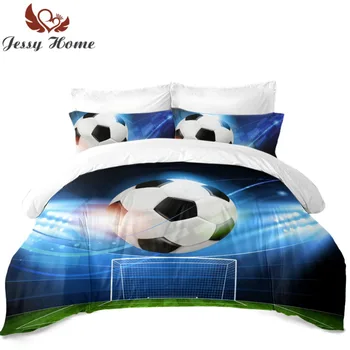

3/4Pcs Flying Goal Football Footable Bedding Set Duvet Cover Flat Sheet with Two Pillowcases Customize Bed Cover Twin Full
