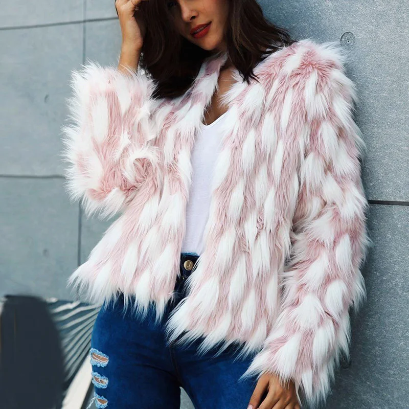 Fluffy Warm Faux Fur Coat Women Fur Short Winter Coat Female Autumn ...