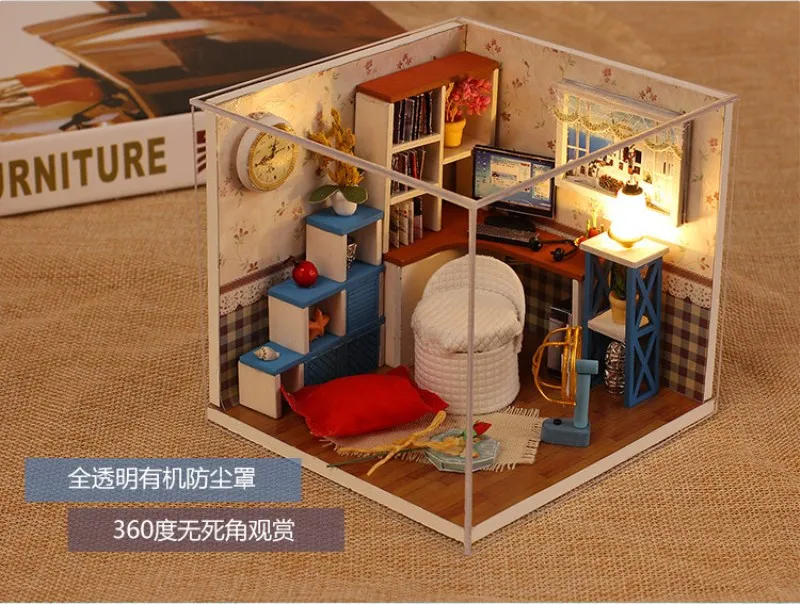 DIY Кукольный дом деревянный дом город собрать 3D миниатюры кукольный домик модель мини кукольные домики мебель игрушки для детей