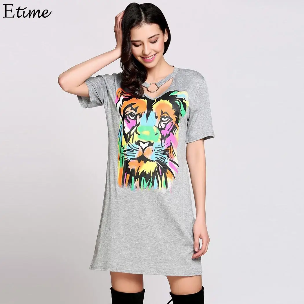 Платье новое Fanala мини женское платье de 2018 festa сексуальное с принтом Vestidos Tiger