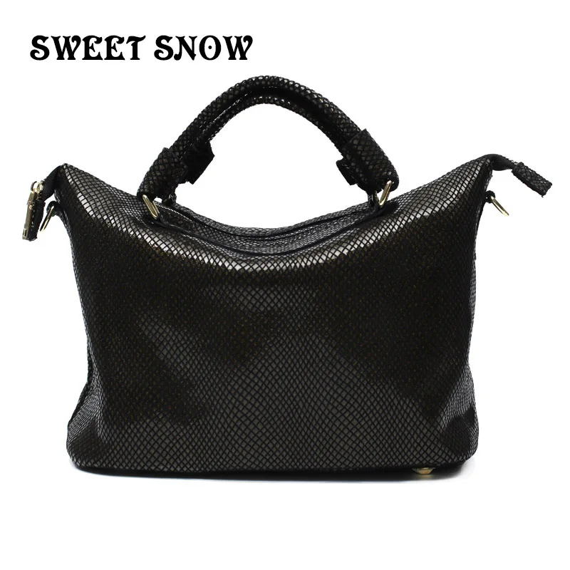 

SWEET SNOW Women's Vintage Genuine Leather Tote Trend Retro Girl Messenger Bag Crack Casual Women's Clutch
