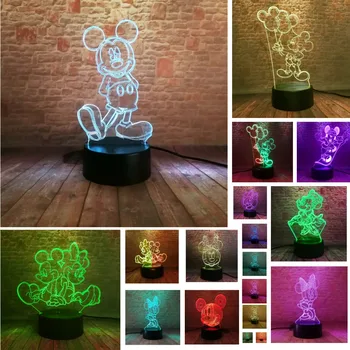 

3D Mickey Minnie Mice Mouse Balloon Action Figure 7 Color Change Night Light Boys Bedroom Decor Child Girls Fans Xmas Toys Gifts