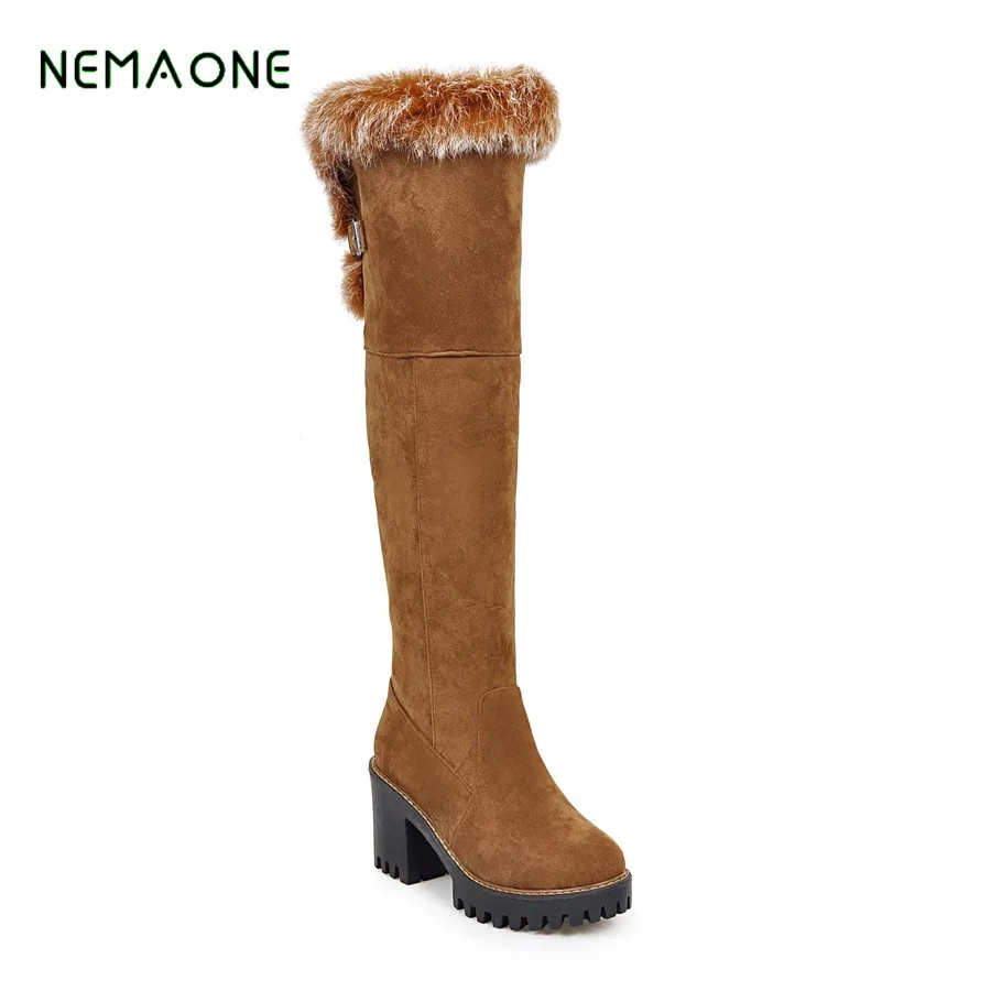 

NEMAONE new arrival keep warm snow boots fashion platform fur thigh knee high boots warm winter boots for women shoes boats