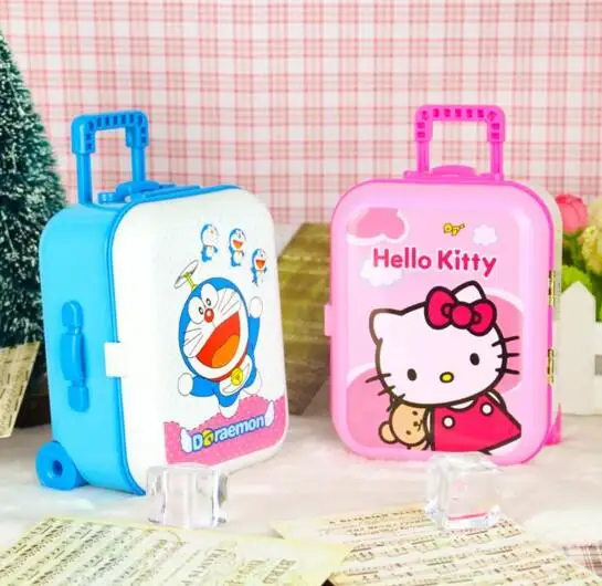 

1 Pcs Best For Little Girl Cartoon Luggage Design Hello Kitty Doraemon Music Box With Dance Girl And Mirror