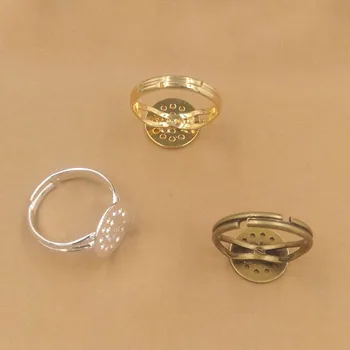 

Rings Settings with 12mm Filigree Circle Pad Rings Findings Blanks DIY Jewerly Making Multi-color Plated