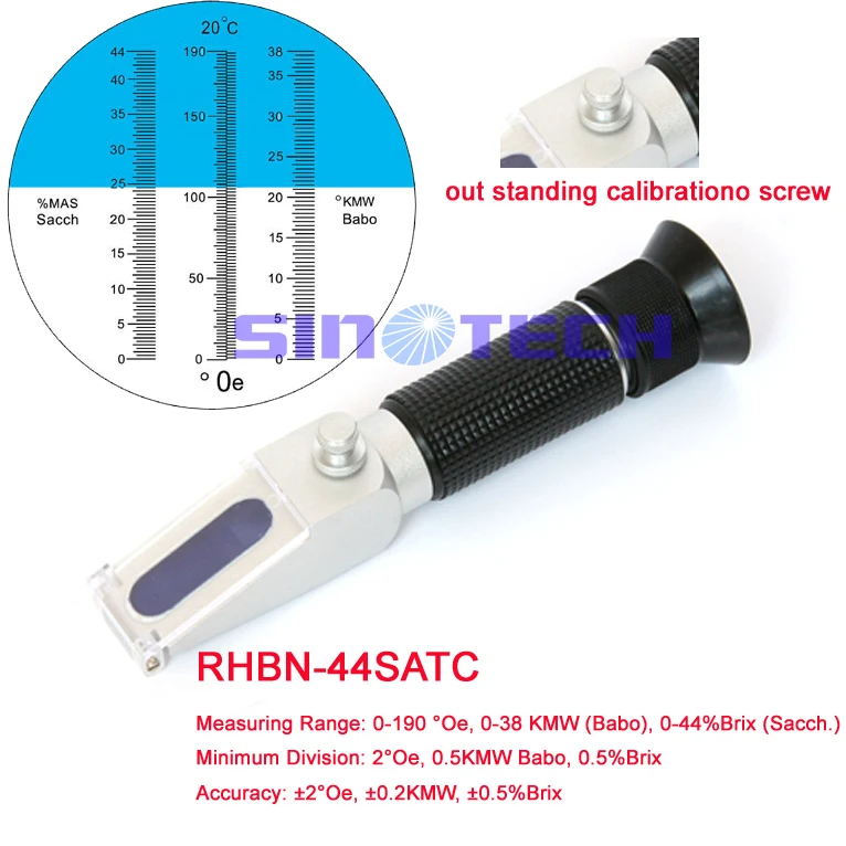 6 шт./лот ручной встроенный калибровки Ручка 0-44% mas sacch Oechsle рефрактометр RHBN-44sATC