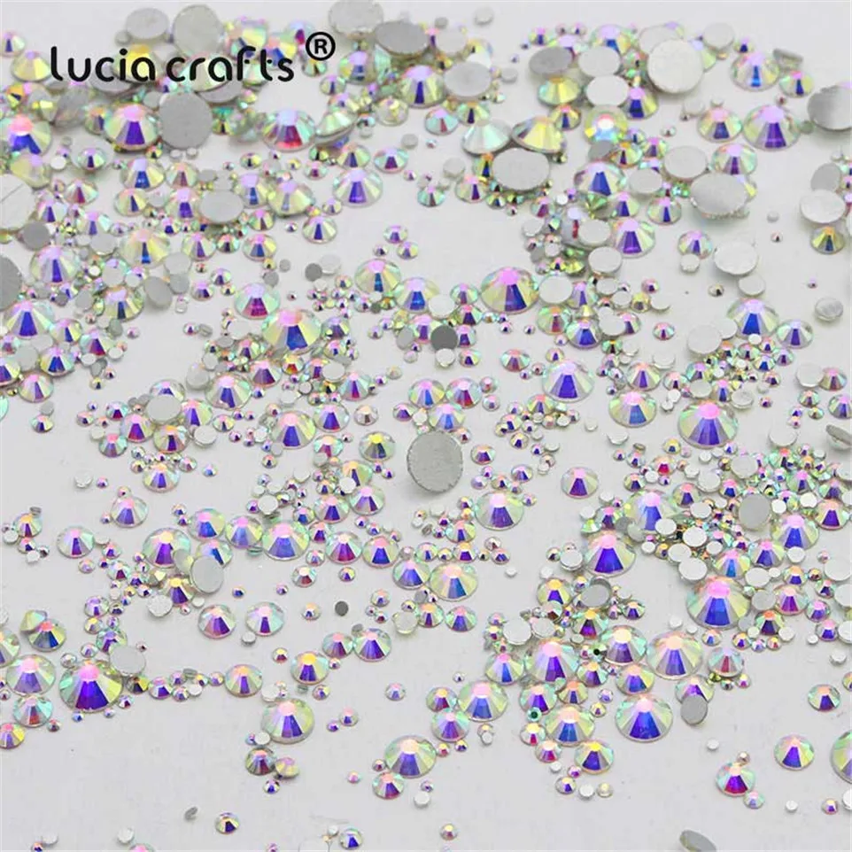 20 г, SS3-SS40, разные размеры, прозрачные стразы AB, без горячей фиксации, с плоской задней стороной, блестящее стекло, кристалл для одежды, сделай сам, 3D дизайн ногтей, декор G0206