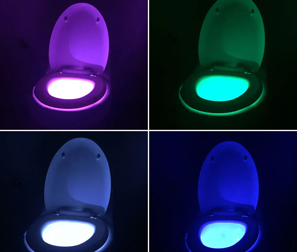 Motion Sensor Toilet Seat Lighting 8 Colors Backlight Toilet Bowl Automatic Night Lamp 3 AAA Seat Sensor Light LED Toilet Lamp (17)