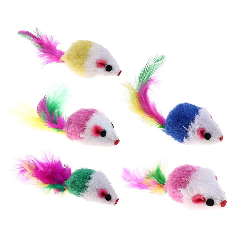 

Color Random!!! 1 Piece New Pet Cat Dog Kitten Playing Toys False Mouse Rat Toys With feather Tail