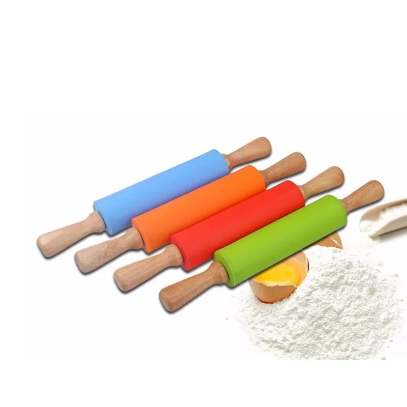 Силиконовая Скалка RSCHEF с ручкой из массива дерева|rolling pin|rolling pin siliconerolling stick |