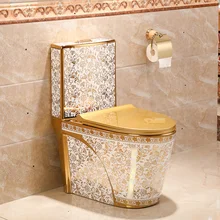 Сифон для туалета, бытовая Туалетная вода, экономия дезодорирующей и медленной работы, фарфоровое сидение для керамического туалета, золото
