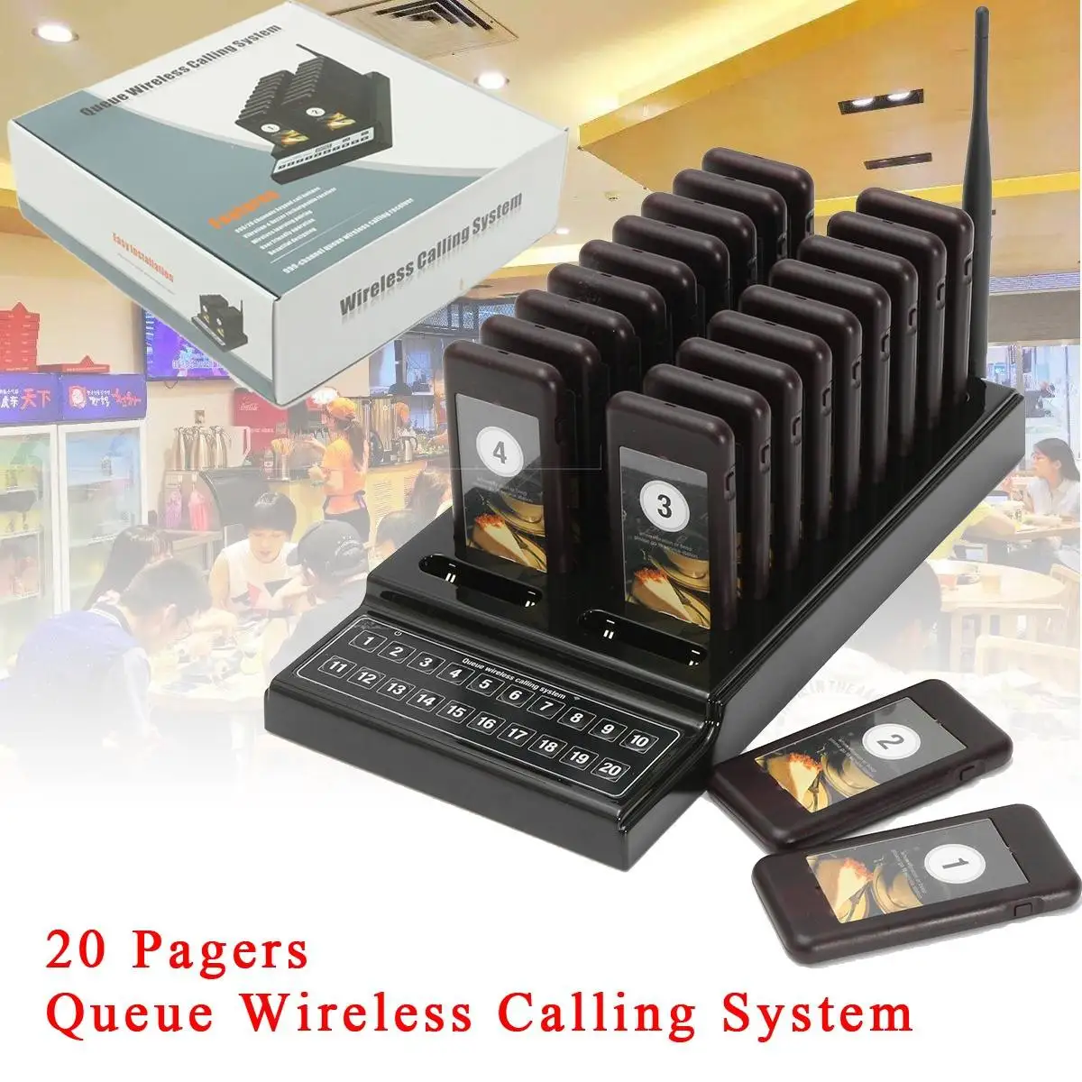 

20Pcs Wireless Restaurant Coaster Pager Guest Call Paging Queuing Calling System