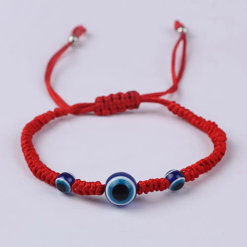 

Lucky Red Rope String Thread Women Resin Beads Blue Eyes Couples Lovers Bracelet