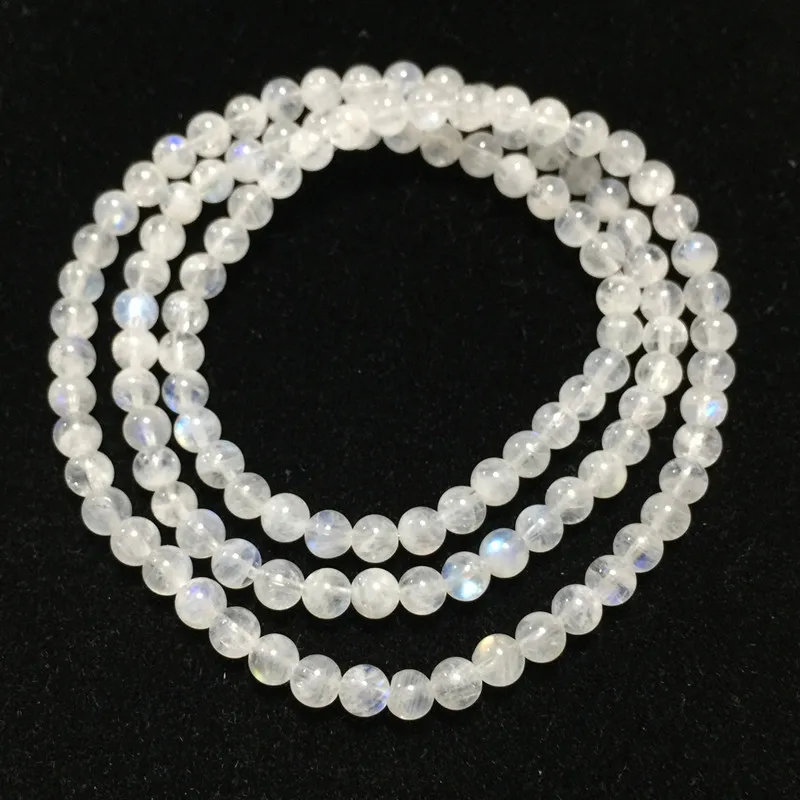 Натуральные бусины из лунного камня качество АА 5 мм 7 мм Круглый Гладкий 53 см длинный женский браслет ожерелье Прямая поставка