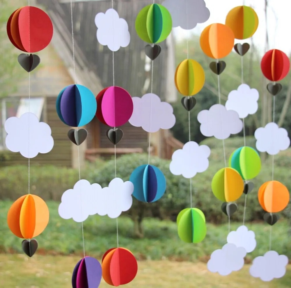 87.75zł |(5 girlandy/lot) Rainbow Hot Air Balloon Garland Dzieci Urodziny D...