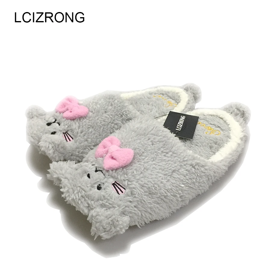 

2017 Women Anime Cartoon Bear Slippers Lovers Warm Bedroom Woman Slippers Plush Shoes Home House Winter Children Shoes