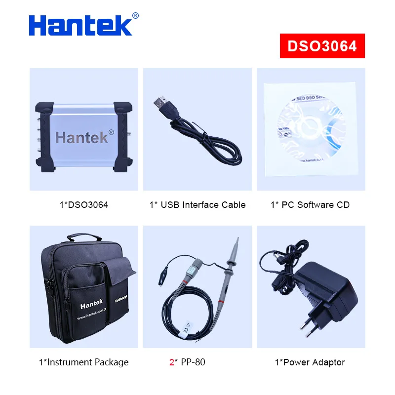 Hantek 4CH USB осциллографы/генератор сигналов произвольной формы/спектральный анализ/счетчик частот 60 МГц полоса пропускания DSO3064A/DSO3064 - Цвет: DSO3064