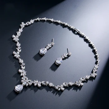 

Fashion trendy 925 sterling silver jewelry set for Wedding stud earring necklace pendant women jewelry christmas gifts J4791