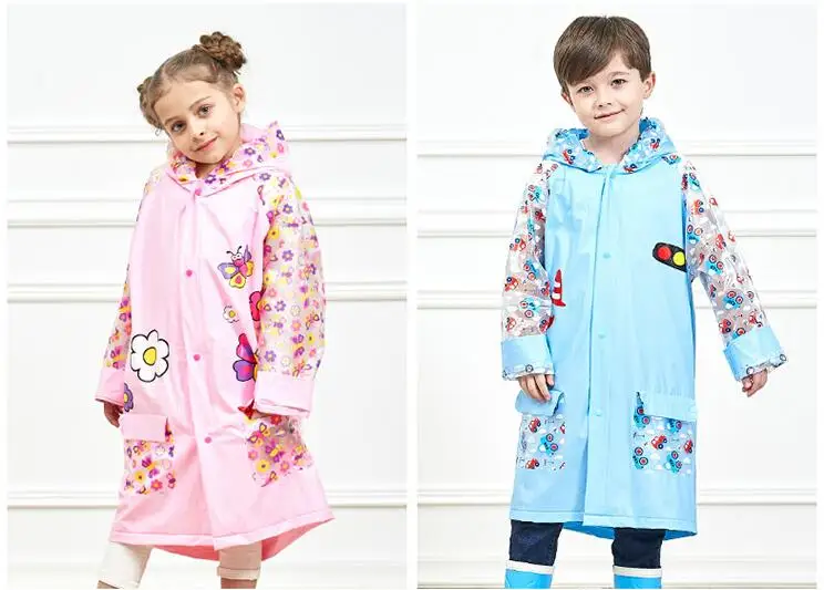 1.Toddler Kids Raincoat EVA Rain Coat Hooded Boys Girls Rain Poncho Impermeable Raincoat For Children With Schoolbag