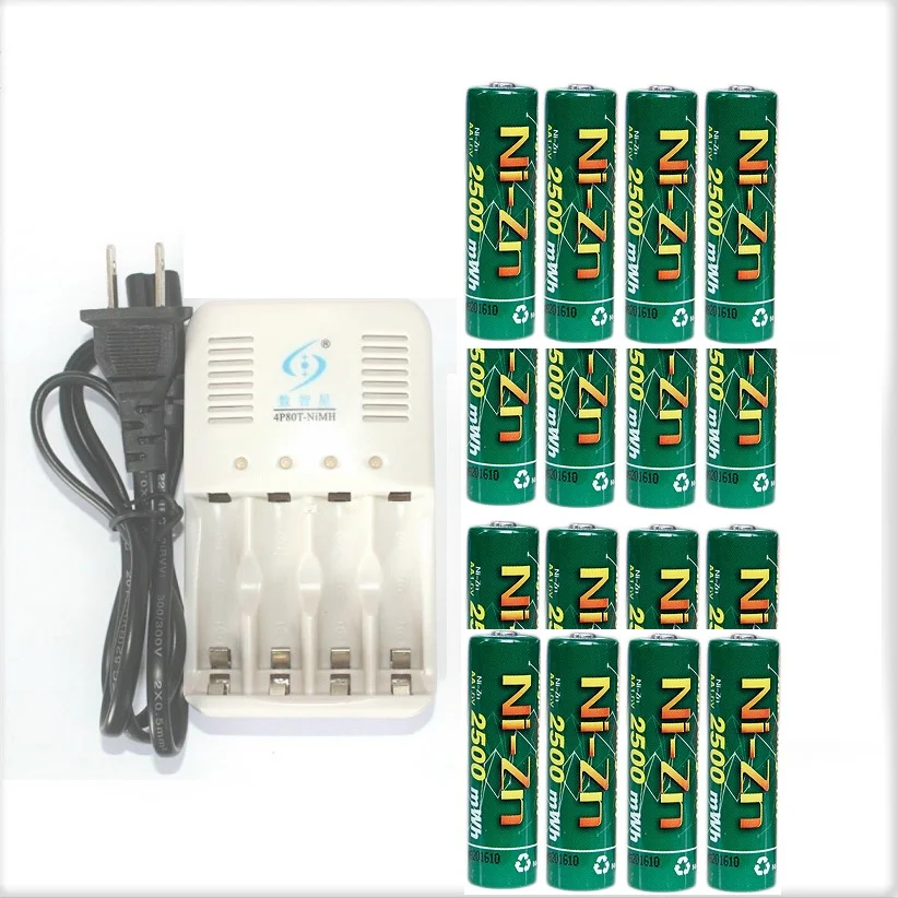  High Power 16Pcs NiZn Ni-Zn 1.6V AA 2500mWh Rechargeable Battery + NiZn smart Charger - 32813778718