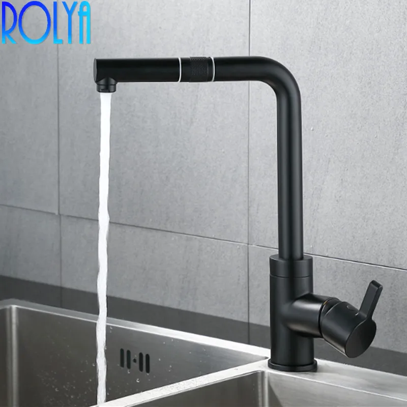

ROLYA New Arrival Matte Black Pull Out Kitchen Faucet with 3 Mode Flow