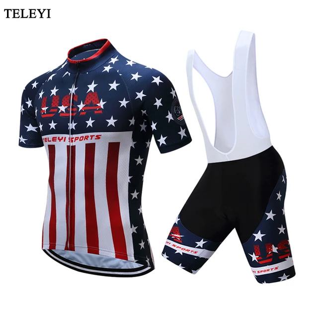 US $34.99 2017 MTB Road Riding Kit Wear Ropa Ciclismo USA Cycling Jerseys Sets Pro Team Short Sleeve Bicycle 