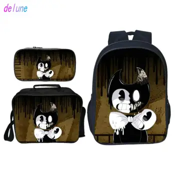 

3Pcs/Set Hot Fashion Bendy and The Ink Kids Baby School Bags for Children Backpacks Boys Schoolbag Cartoon Game Girls Bookbag