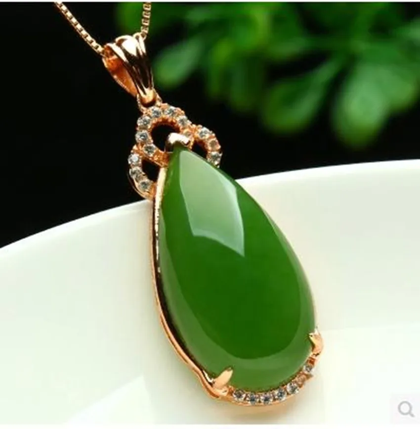 

Natural authentic yu pendant 925 silver inlaid spinach green yu pendant drop yu pendant necklace/